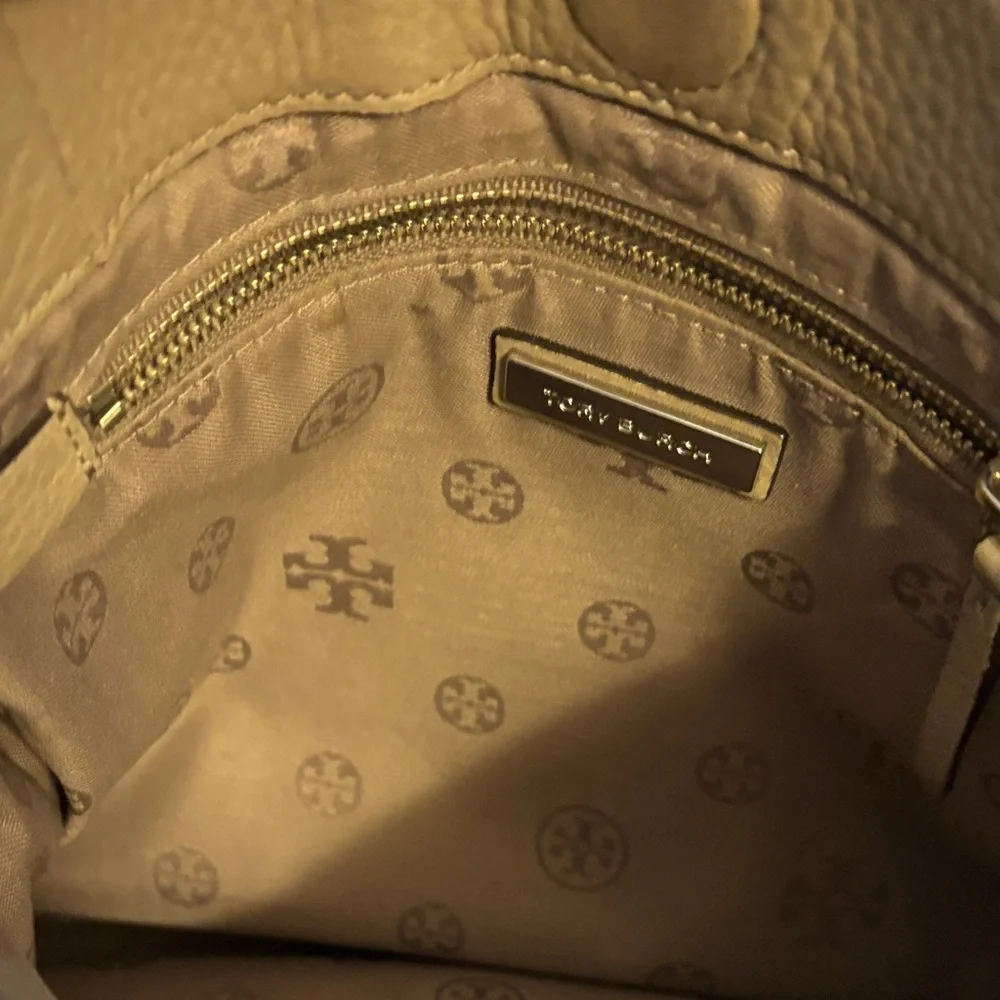 TORY BURCH Swingback Leather Shoulder Crossbody Bag French Grey/Tan